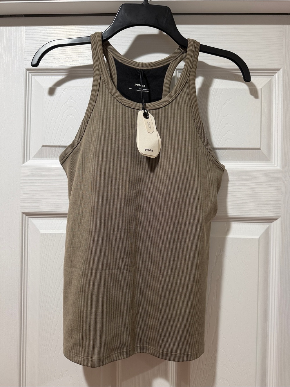 Prana: Olive Ribbed Racerback Tank.